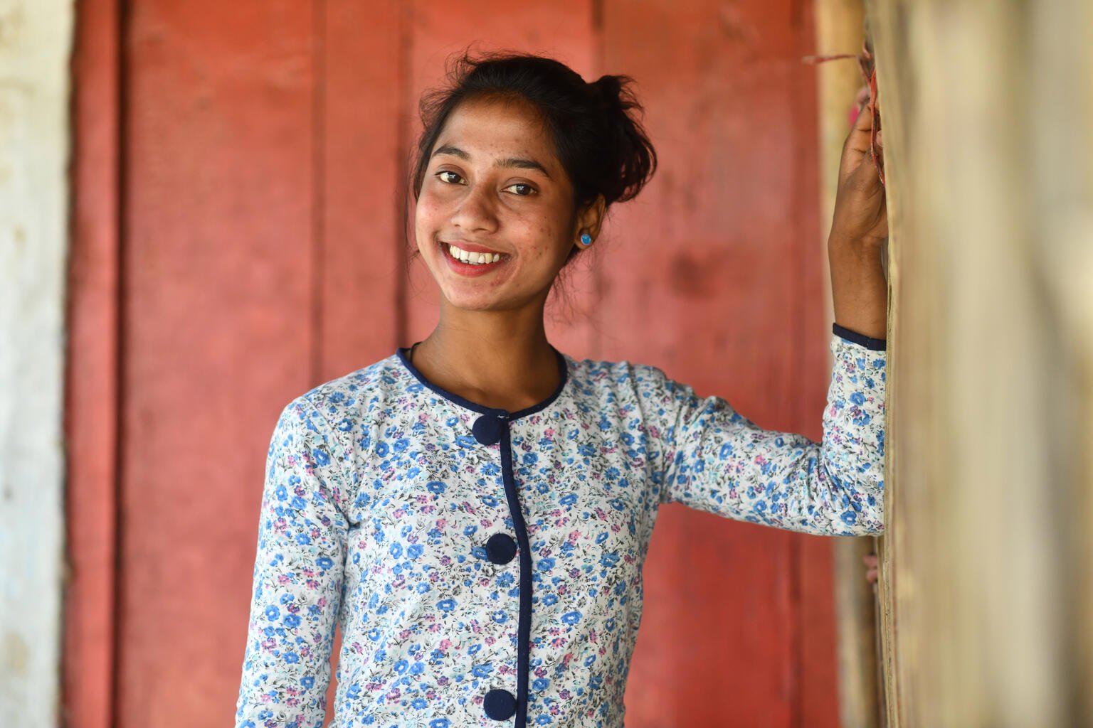Supriya, 14, at her family home in Deohall Tea Estate, Tinsukia District, Assam, India. She is an active member of the community youth group, with an avid interest in safe water and good hygiene. Image: Biju Boro/UNICEF